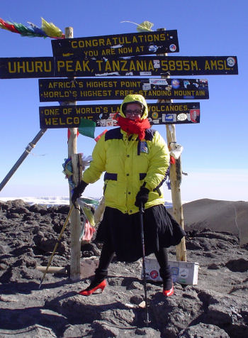 Sally on Mt Kilamanjaro